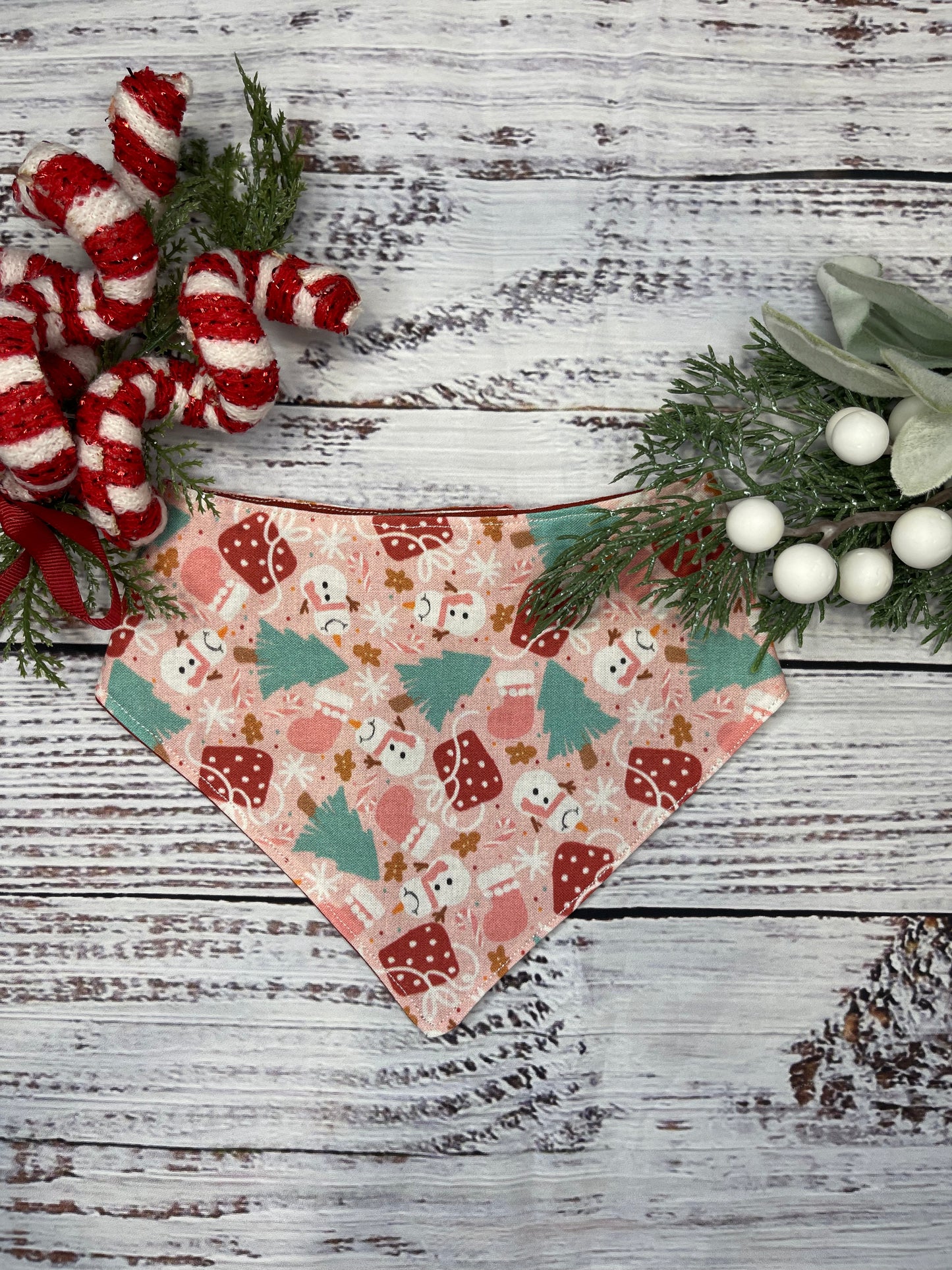 Pink Christmas Dog Bandana